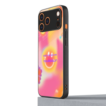 Focus On Yourself iphone 17 pro mobile cover | shockproof glass phone case