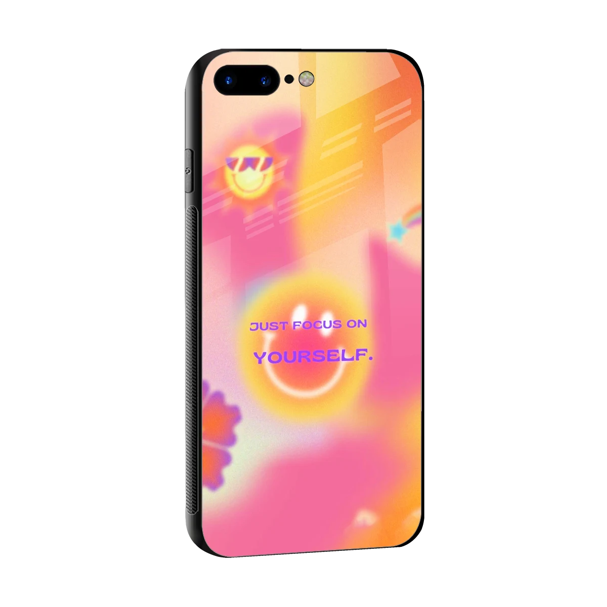 Focus On Yourself sleek iphone 7 plus cover with tempered glass back and TPU edges