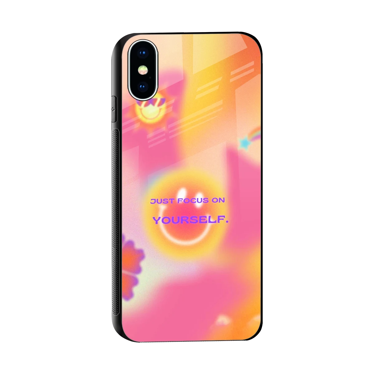 Focus On Yourself sleek iphone x cover with tempered glass back and TPU edges