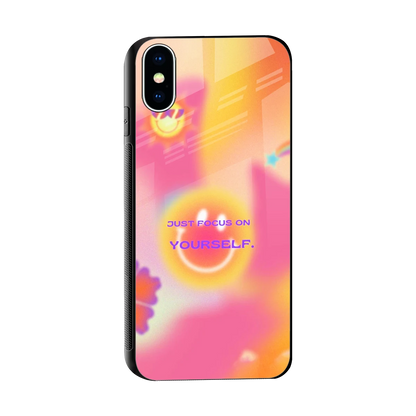 Focus On Yourself sleek iphone x cover with tempered glass back and TPU edges