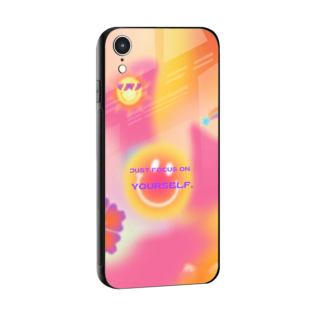 Focus On Yourself sleek iphone xr cover with tempered glass back and TPU edges