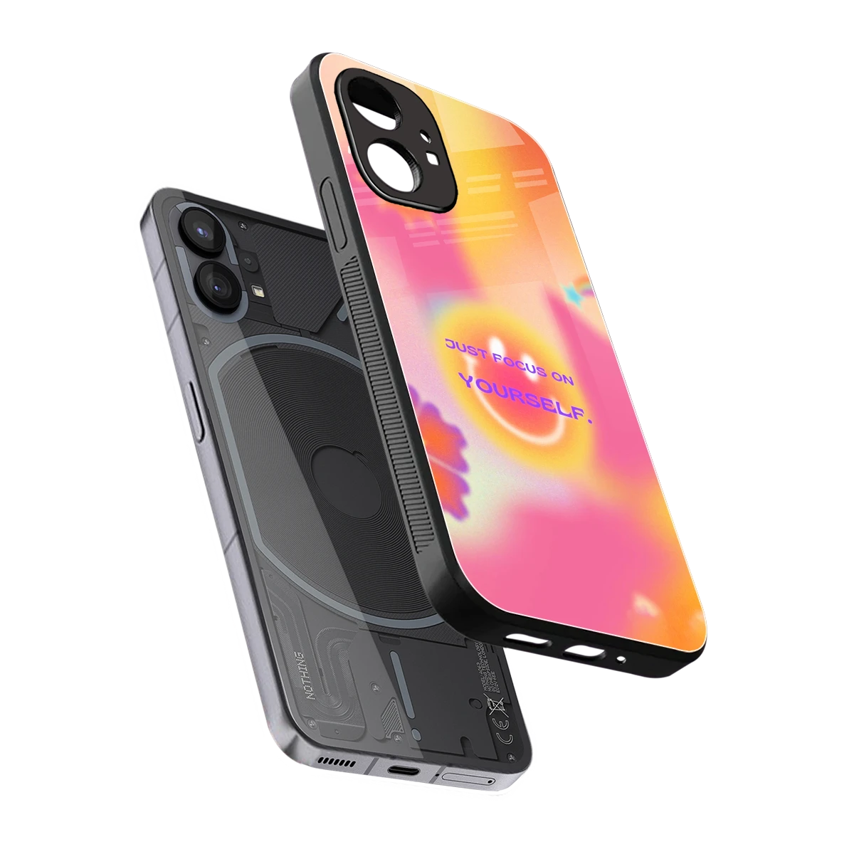 Focus On Yourself sleek nothing phone 1 cover with tempered glass back and TPU edges