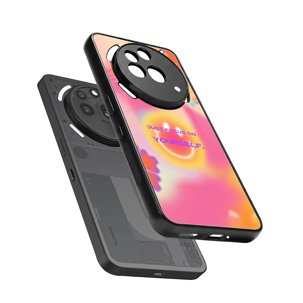 Focus On Yourself sleek nothing phone 3a pro cover with tempered glass back and TPU edges