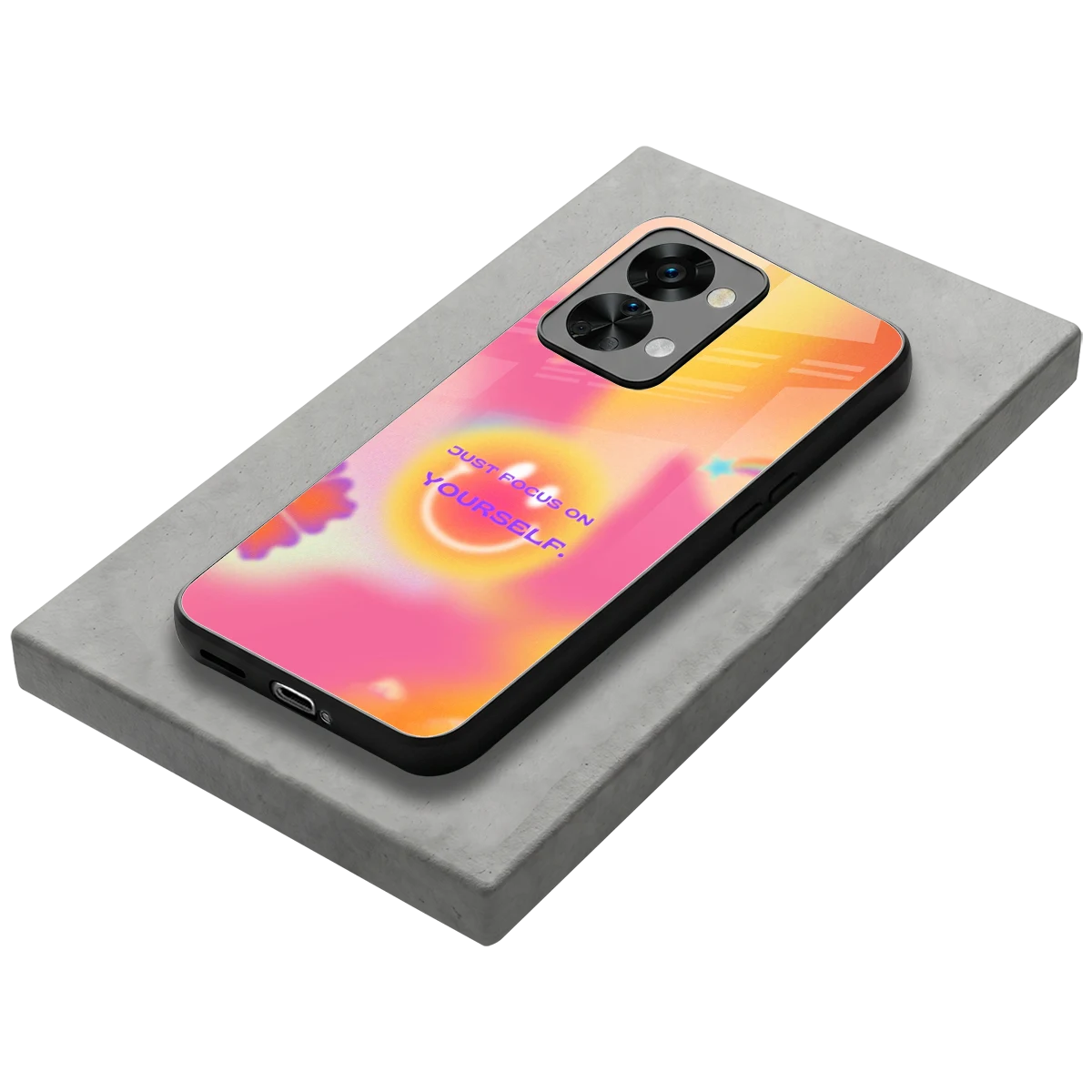 Focus On Yourself stylish phone case for oneplus nord 2t | glossy glass and slim fit