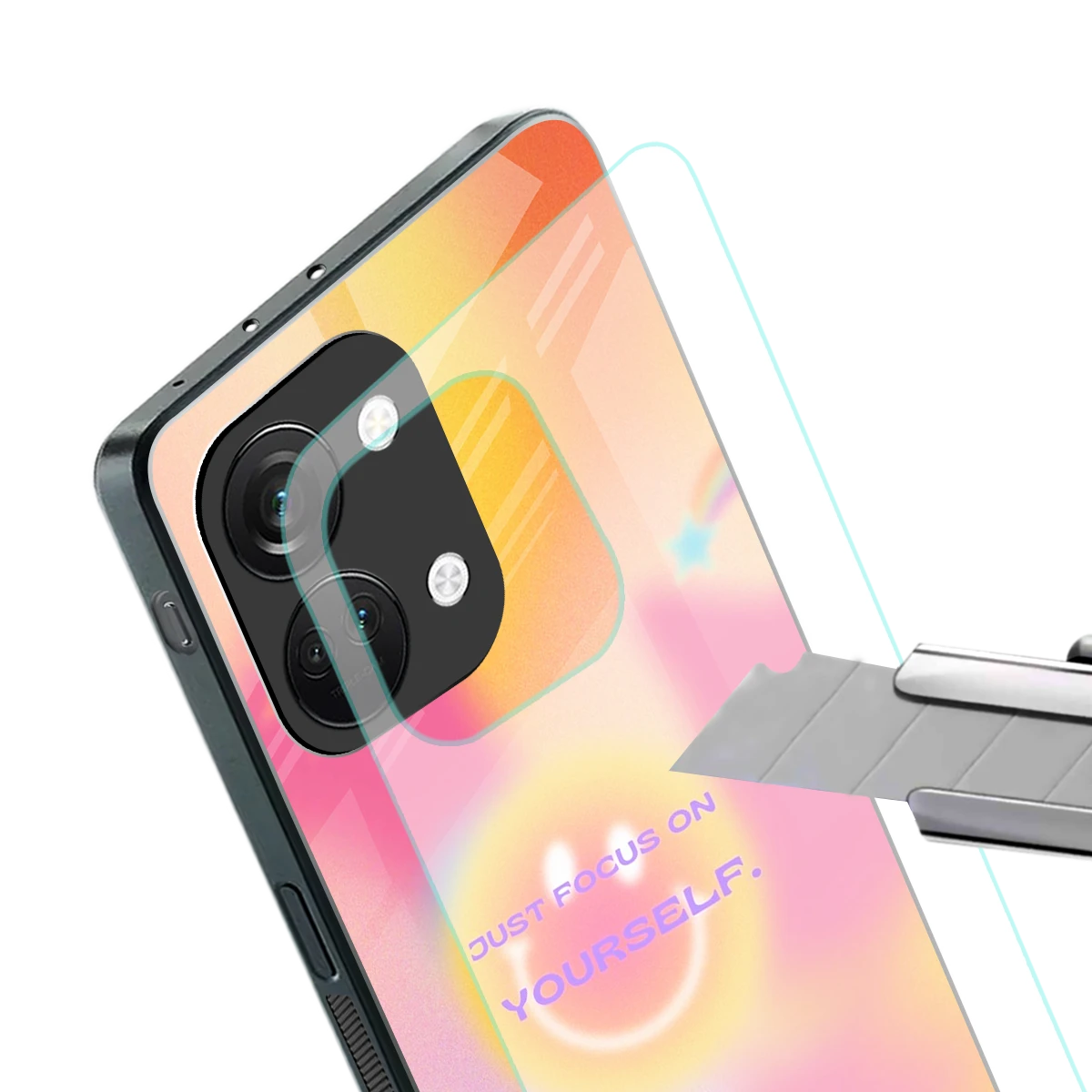 Focus On Yourself stylish phone case for oneplus nord 3 | glossy glass and slim fit