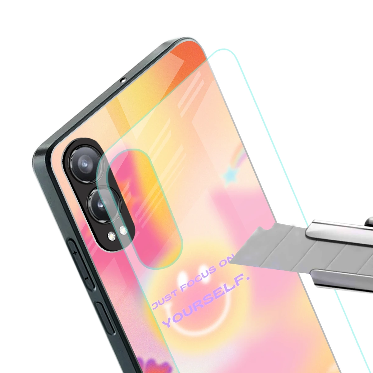 Focus On Yourself stylish phone case for oneplus nord ce 4 lite | glossy glass and slim fit