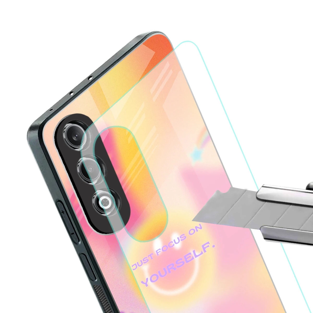 Focus On Yourself stylish phone case for oneplus nord ce 4 | glossy glass and slim fit