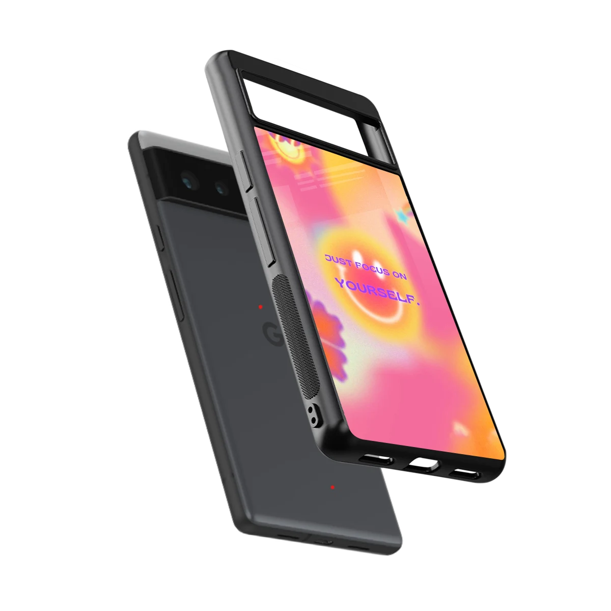Focus On Yourself sleek google pixel 6 cover with tempered glass back and TPU edges