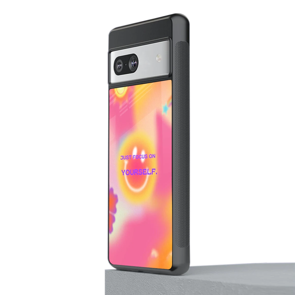 Focus On Yourself stylish phone case for google pixel 7a | glossy glass and slim fit