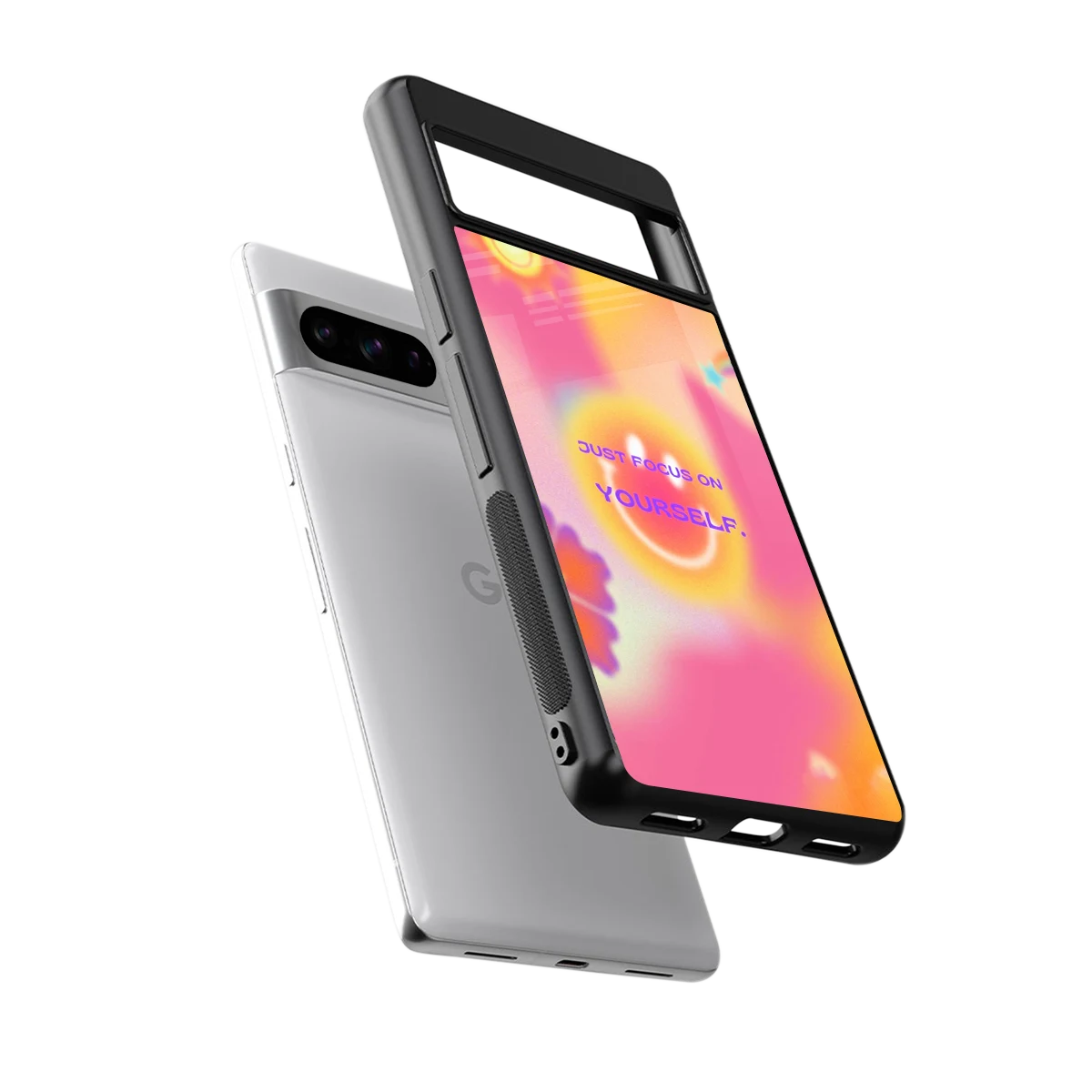 Focus On Yourself sleek google pixel 8 pro cover with tempered glass back and TPU edges