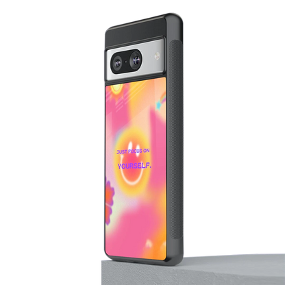 Focus On Yourself stylish phone case for google pixel 8 | glossy glass and slim fit