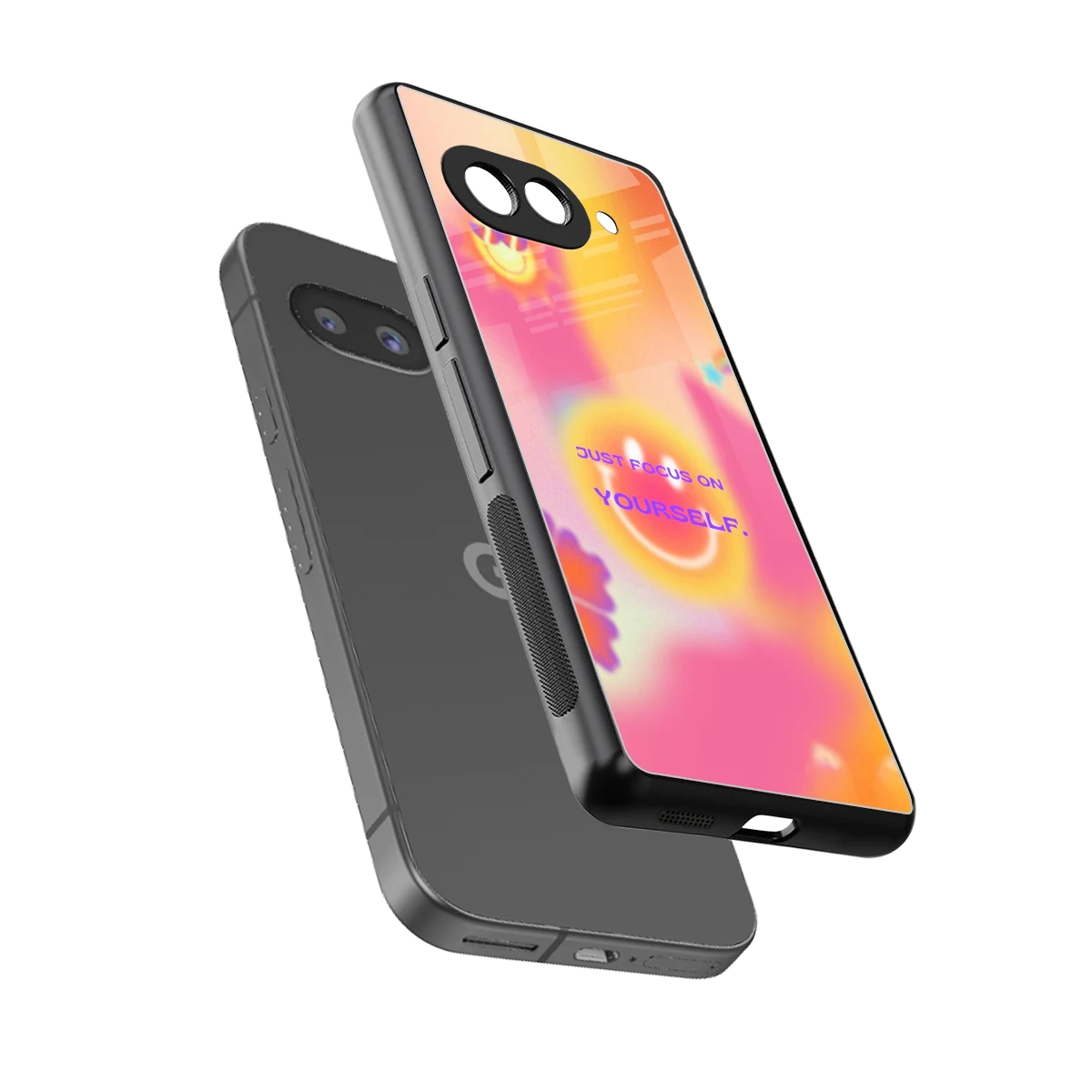 Focus On Yourself sleek google pixel 10a cover with tempered glass back and TPU edges