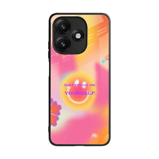 Focus On Yourself back phone cover | glass case for redmi 12 5g