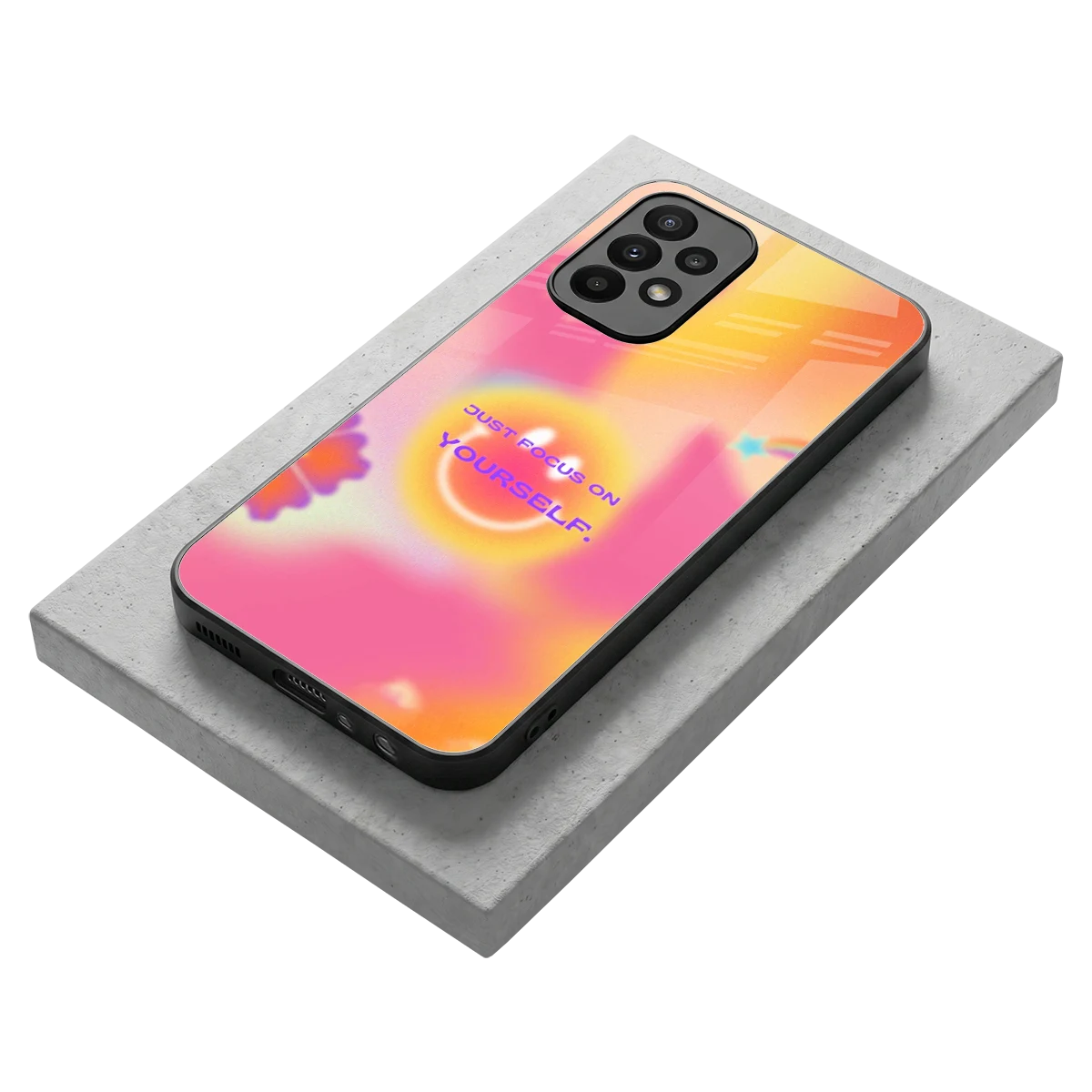 Focus On Yourself stylish phone case for samsung galaxy a23 | glossy glass and slim fit