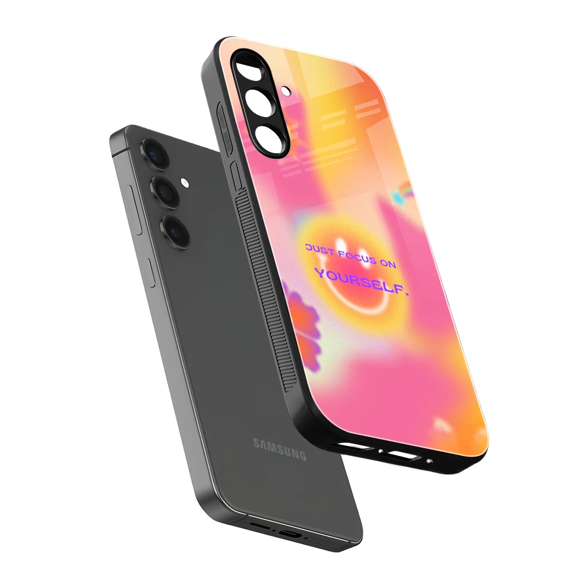 Focus On Yourself sleek samsung galaxy m35 5g cover with tempered glass back and TPU edges