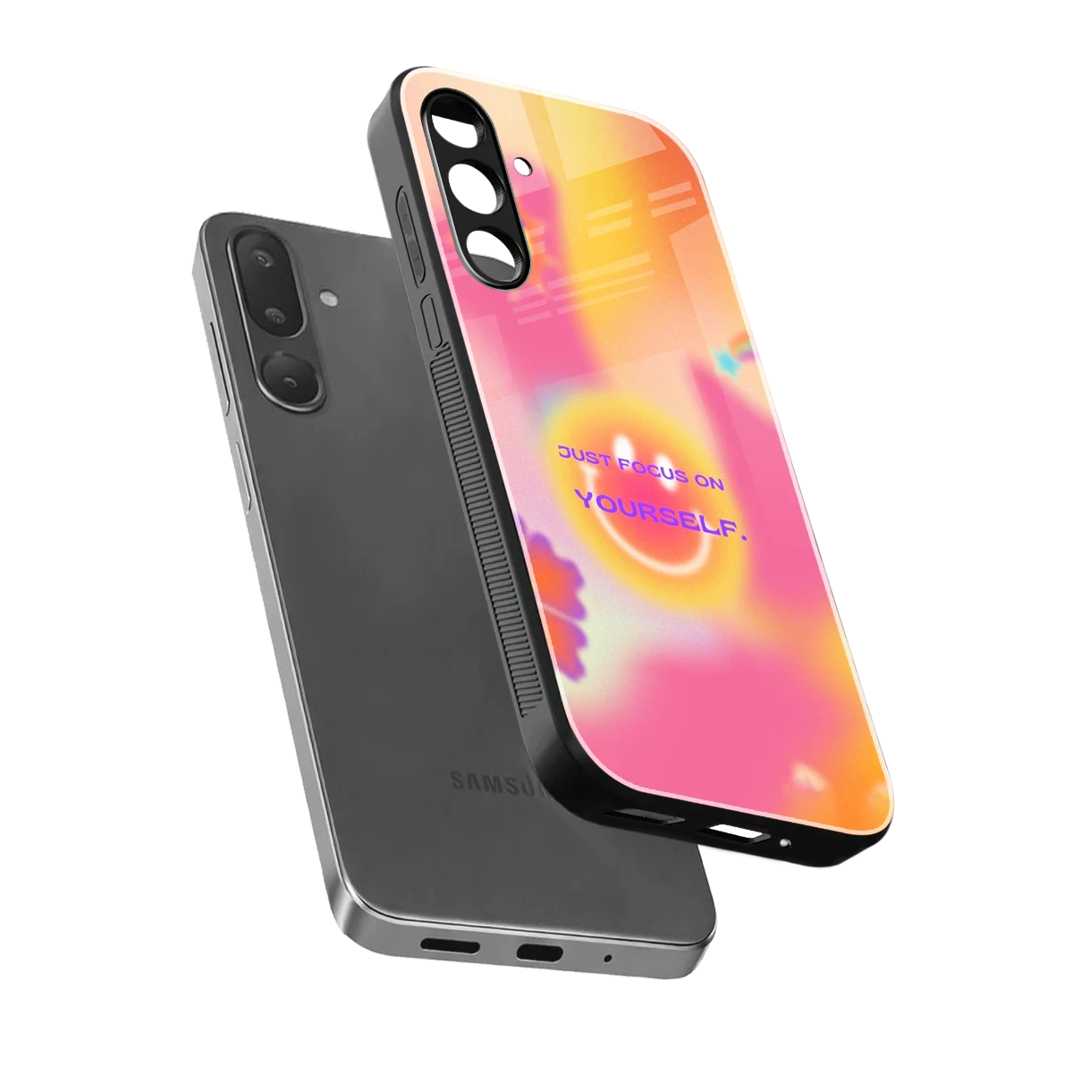 Focus On Yourself sleek samsung galaxy m36 5g cover with tempered glass back and TPU edges