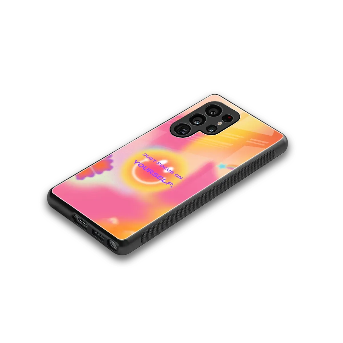 Focus On Yourself stylish phone case for samsung galaxy s25 ultra | glossy glass and slim fit