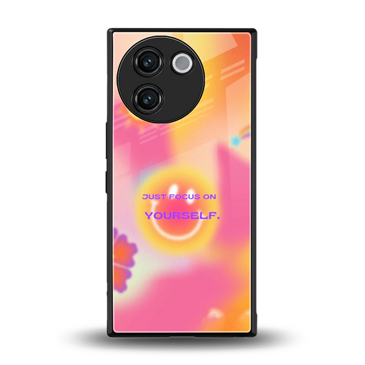 Focus On Yourself back phone cover | glass case for vivo v30e