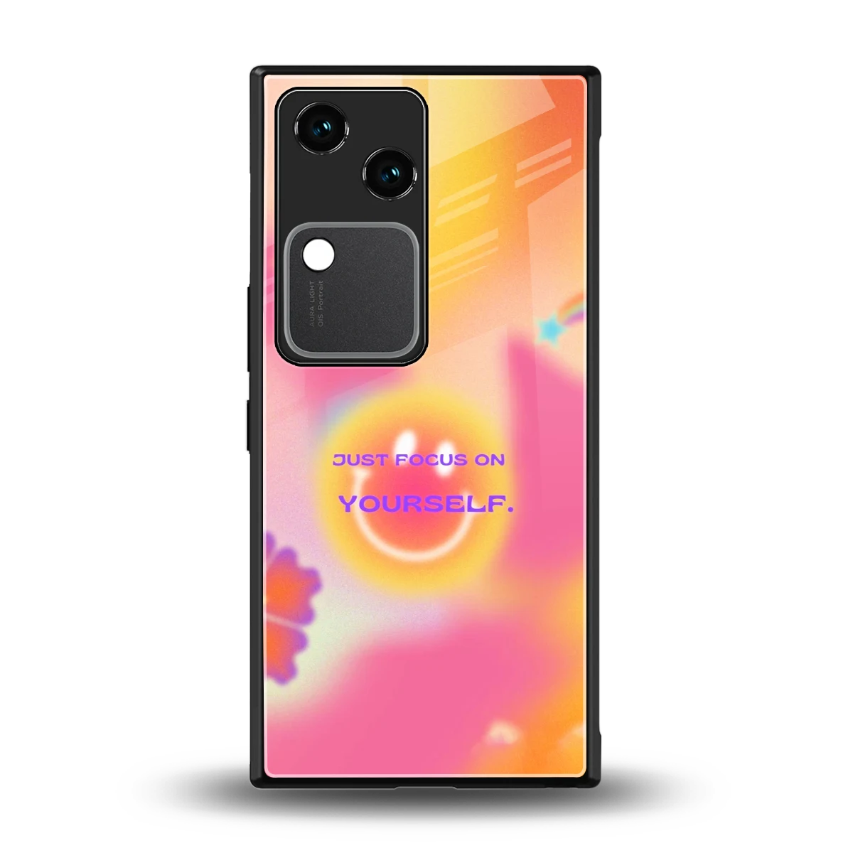 Focus On Yourself back phone cover | glass case for vivo v30