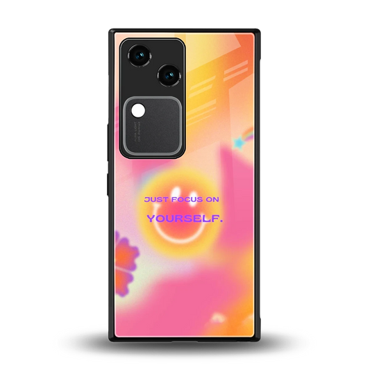 Focus On Yourself back phone cover | glass case for vivo v30