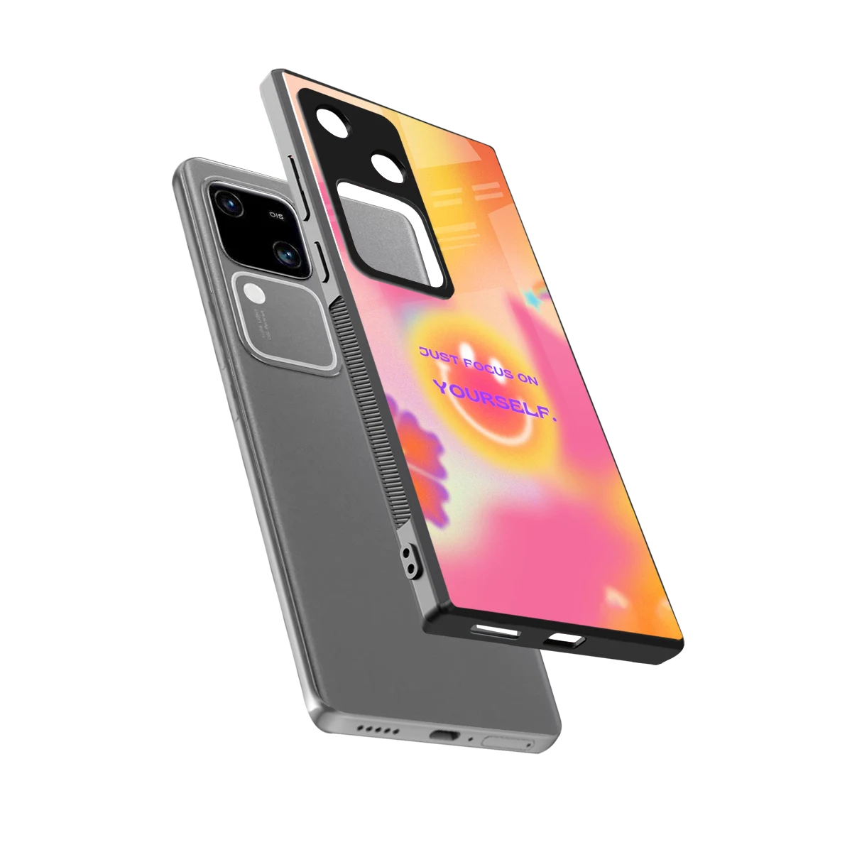 Focus On Yourself sleek vivo v30 cover with tempered glass back and TPU edges