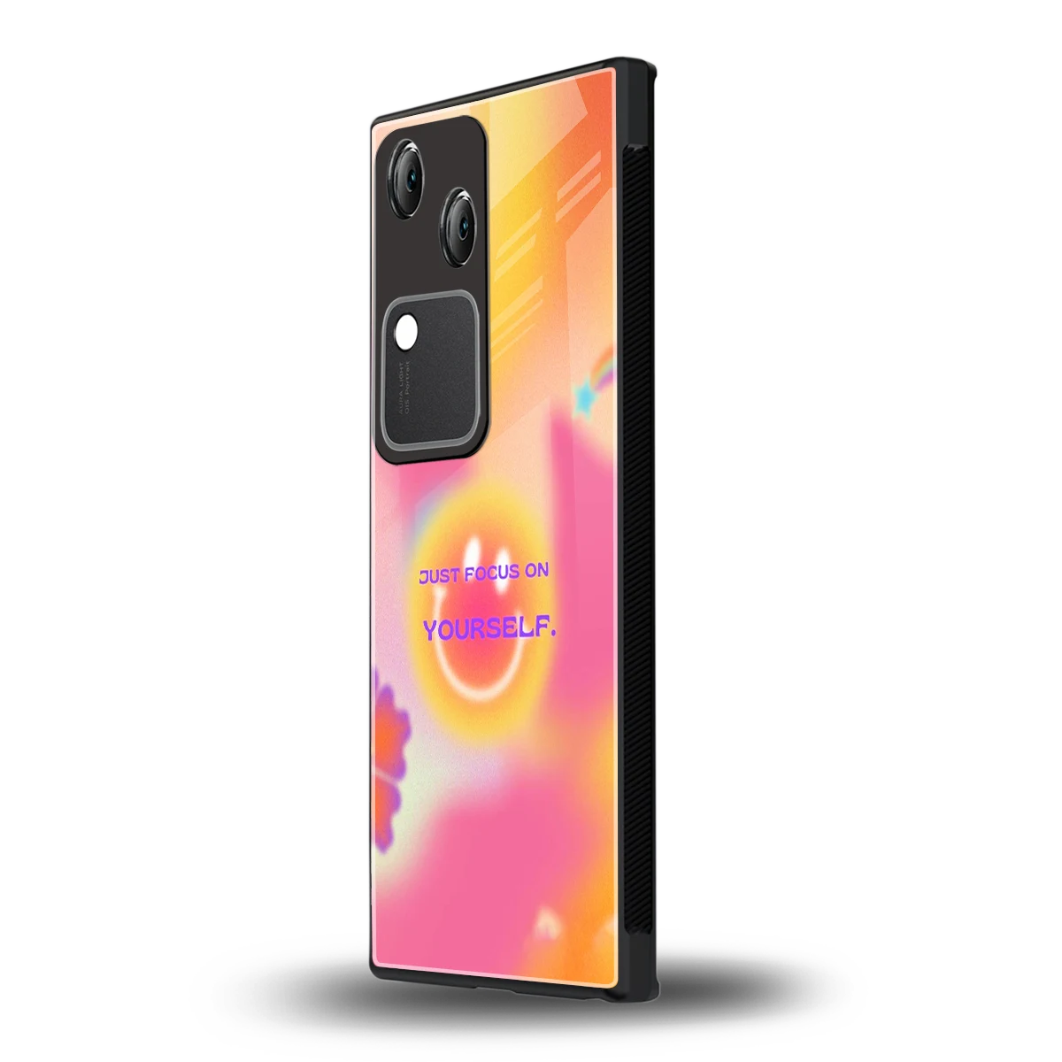 Focus On Yourself vivo v30 mobile cover | shockproof glass phone case
