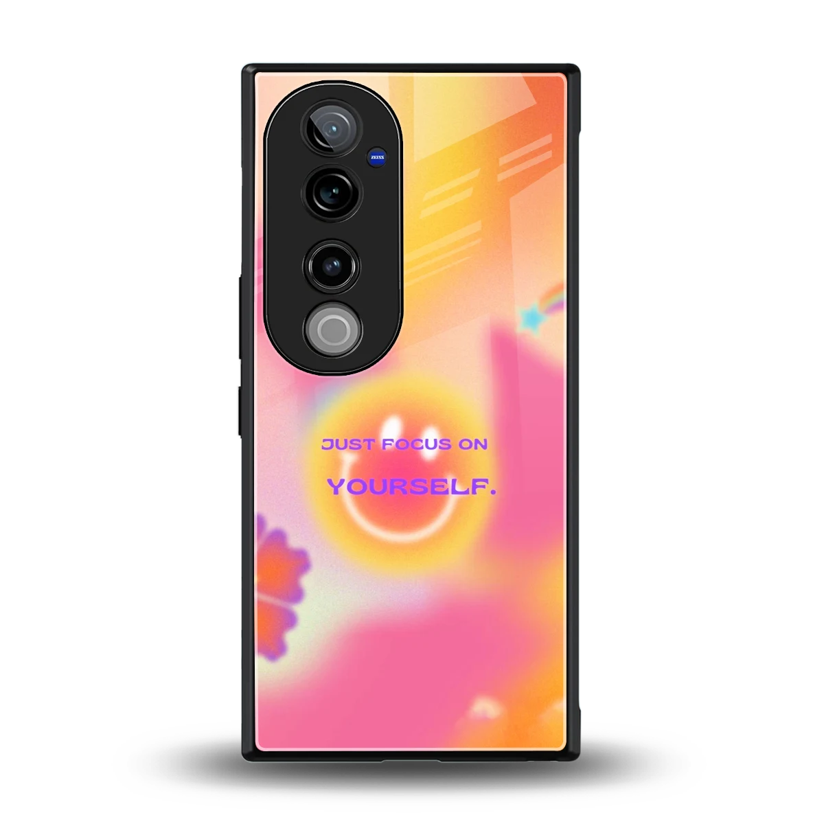 Focus On Yourself back phone cover | glass case for vivo v40 pro