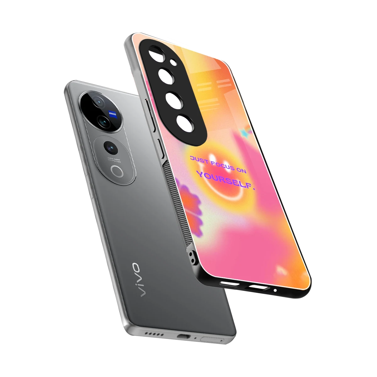 Focus On Yourself sleek vivo v40 pro cover with tempered glass back and TPU edges