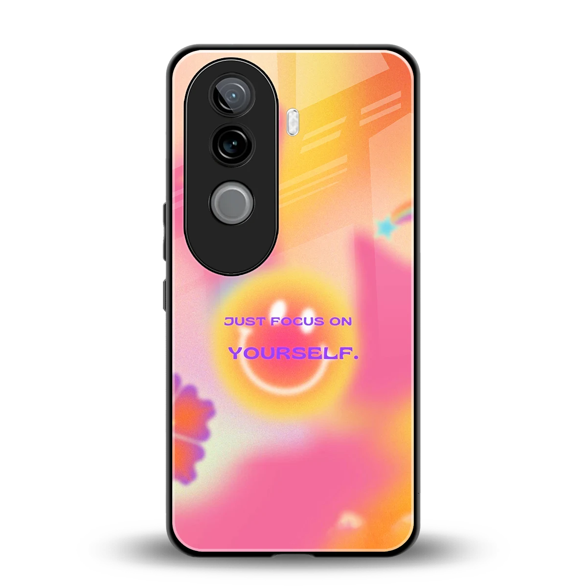 Focus On Yourself back phone cover | glass case for vivo v40e
