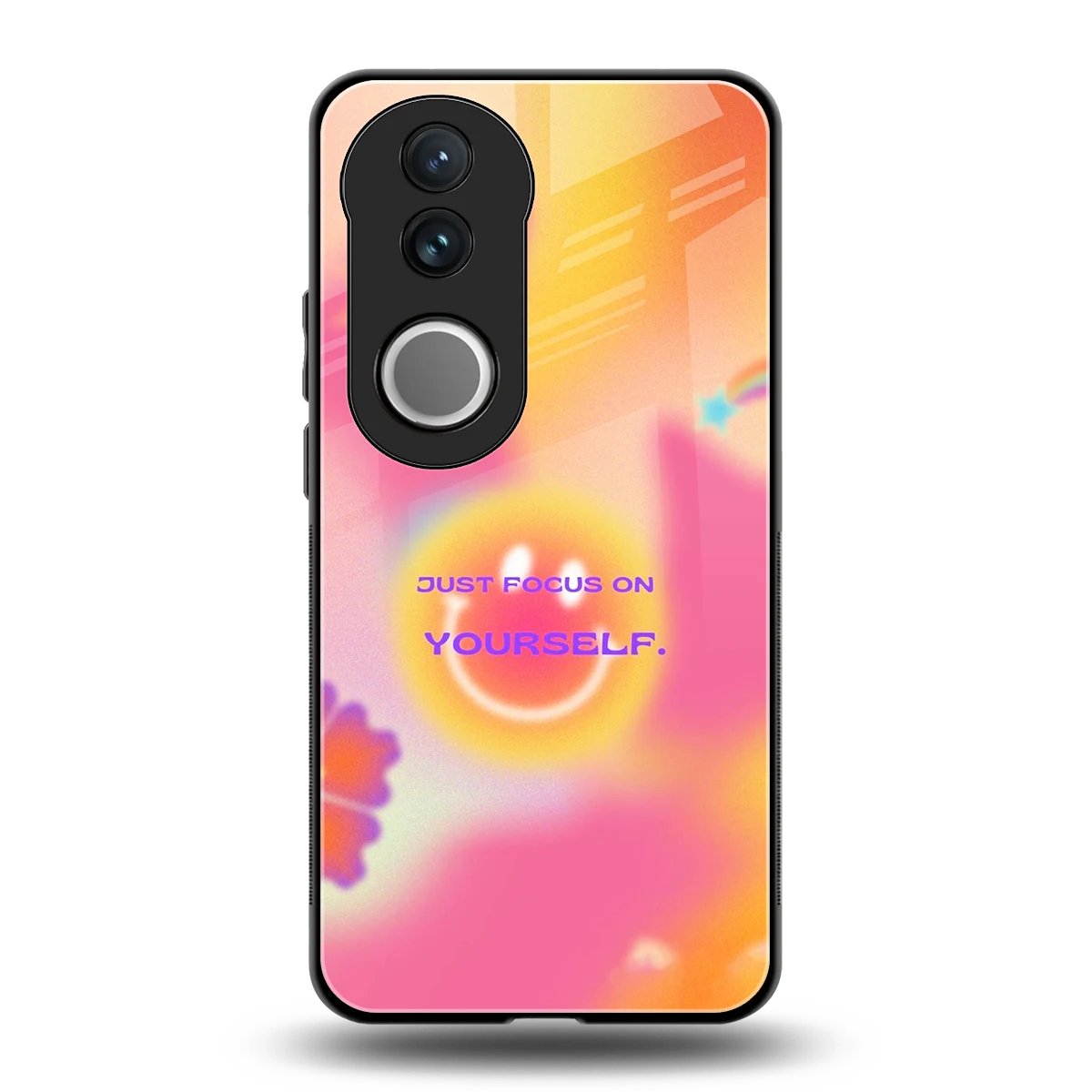 Focus On Yourself back phone cover | glass case for vivo v50