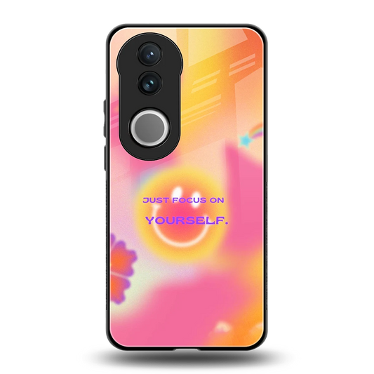 Focus On Yourself back phone cover | glass case for vivo v50