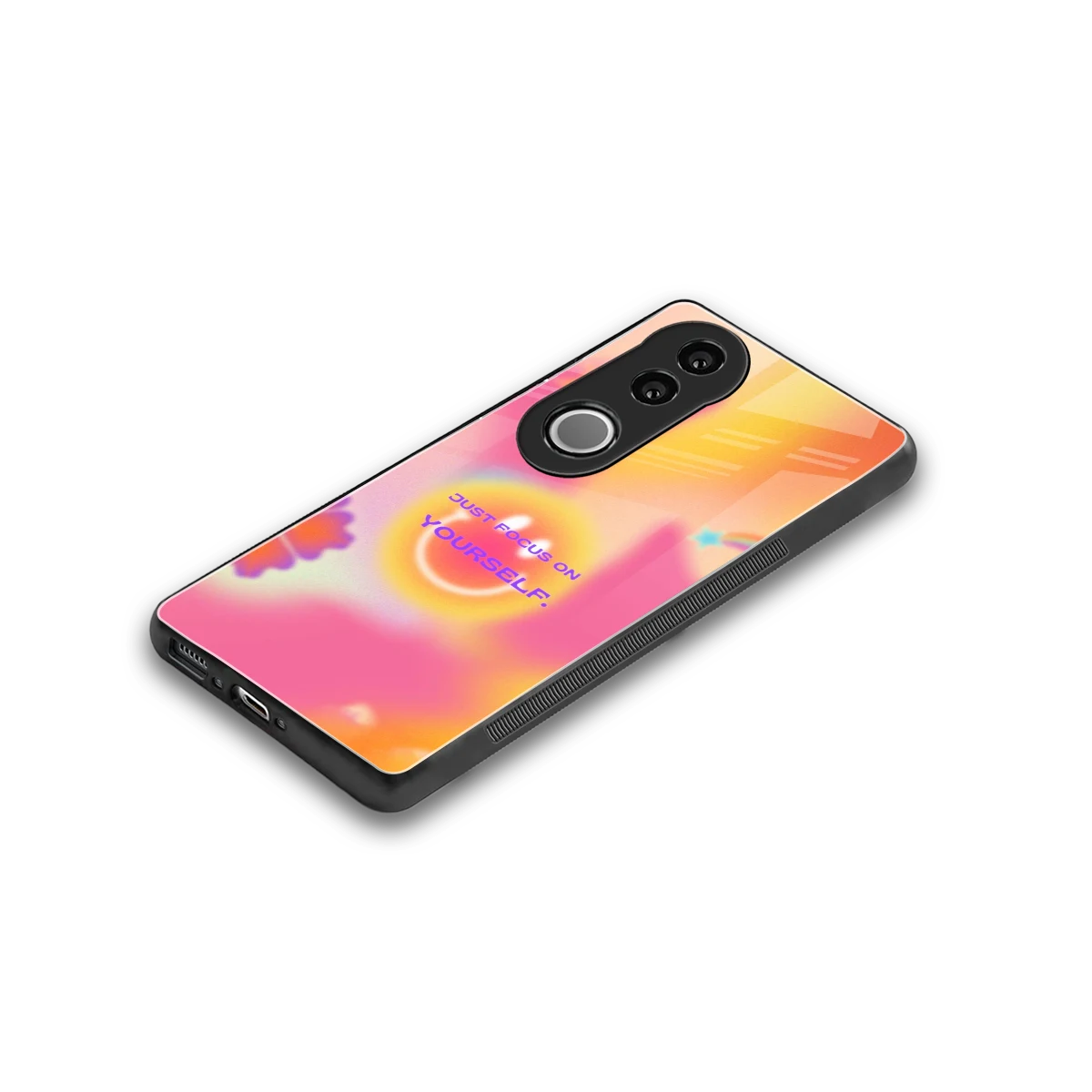 Focus On Yourself stylish phone case for vivo v50 | glossy glass and slim fit
