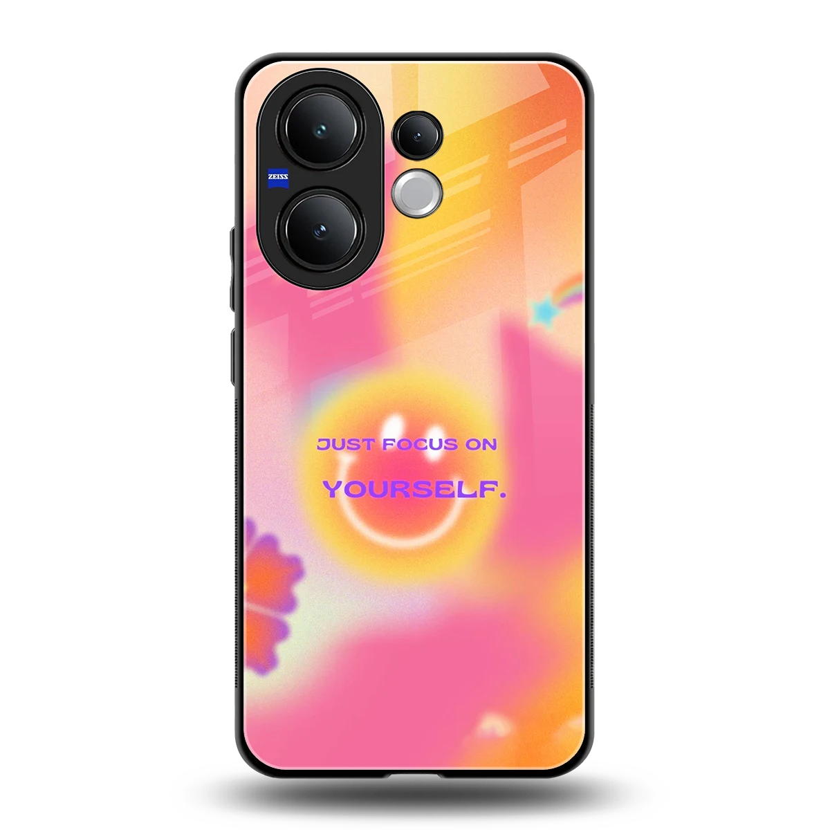 Focus On Yourself back phone cover | glass case for vivo v60