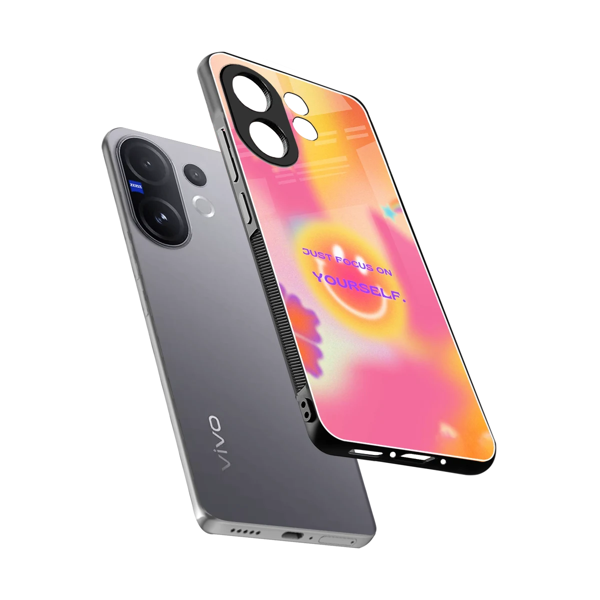 Focus On Yourself sleek vivo v60 cover with tempered glass back and TPU edges