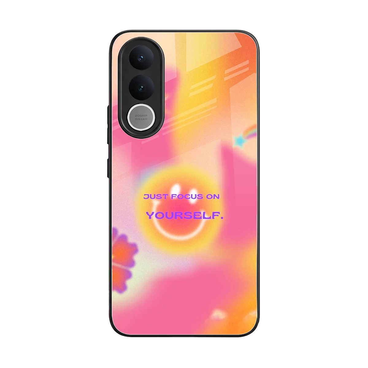 Focus On Yourself back phone cover | glass case for vivo v70 fe