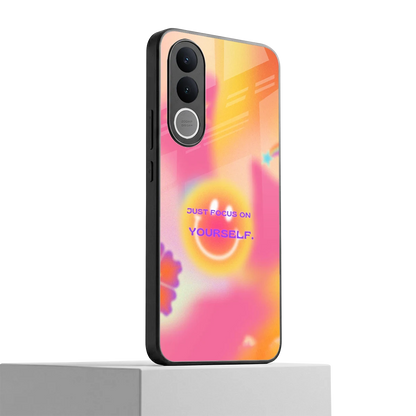 Focus On Yourself vivo v70 fe mobile cover | shockproof glass phone case