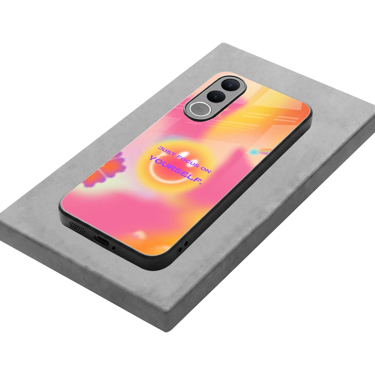 Focus On Yourself stylish phone case for vivo v70 fe | glossy glass and slim fit