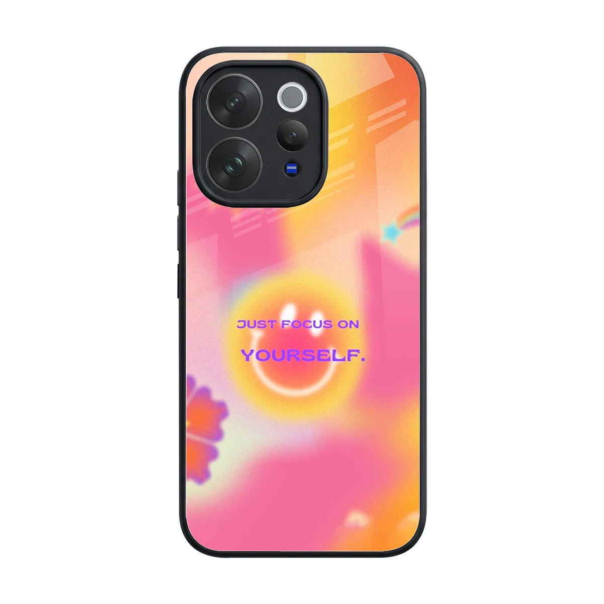 Focus On Yourself back phone cover | glass case for vivo v70 elite