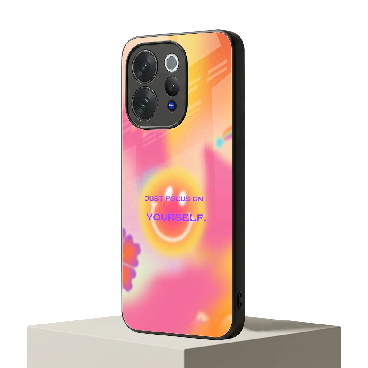 Focus On Yourself vivo v70 mobile cover | shockproof glass phone case