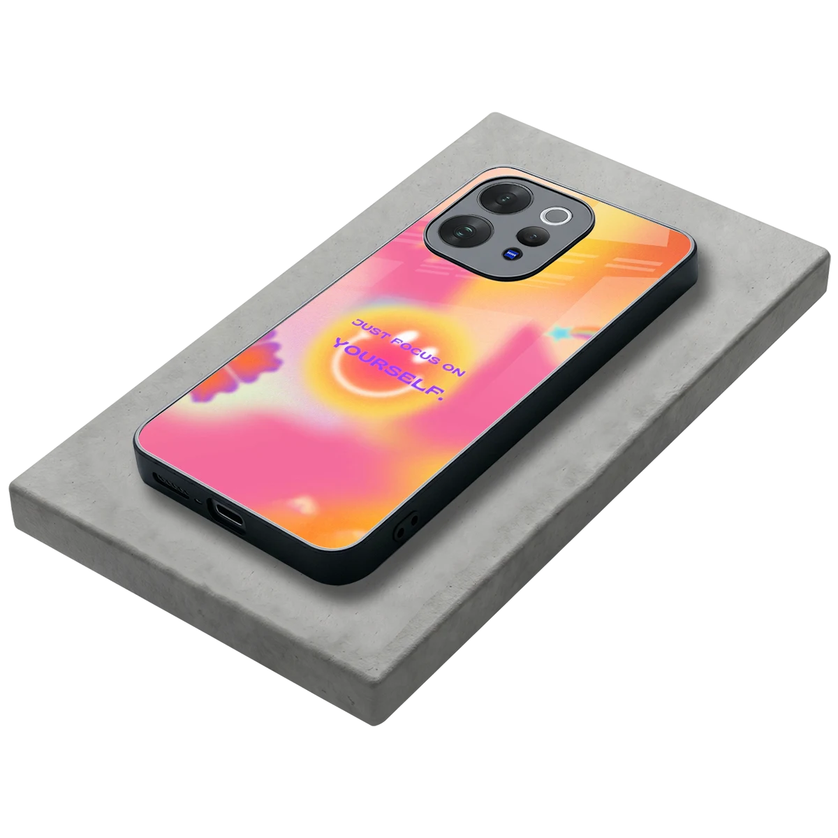 Focus On Yourself stylish phone case for vivo v70 | glossy glass and slim fit