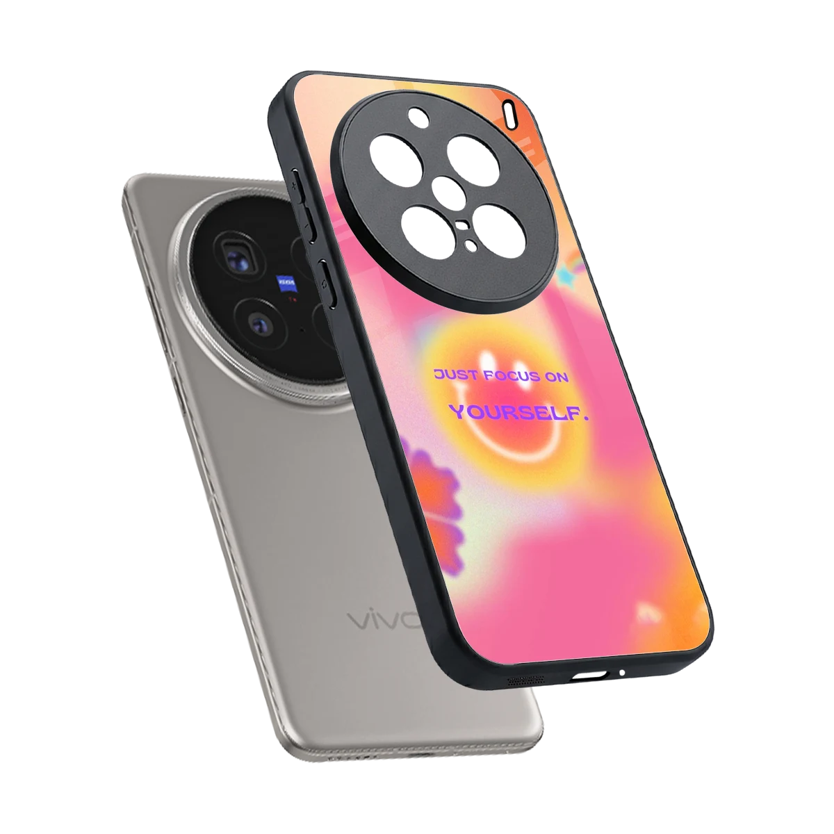 Focus On Yourself sleek vivo x200 pro cover with tempered glass back and TPU edges