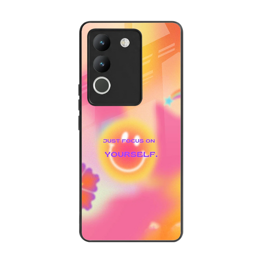 Focus On Yourself back phone cover | glass case for vivo y200 5g