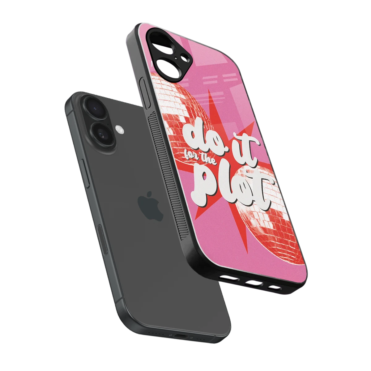 For The Plot sleek iPhone 16 cover with tempered glass back and TPU edges