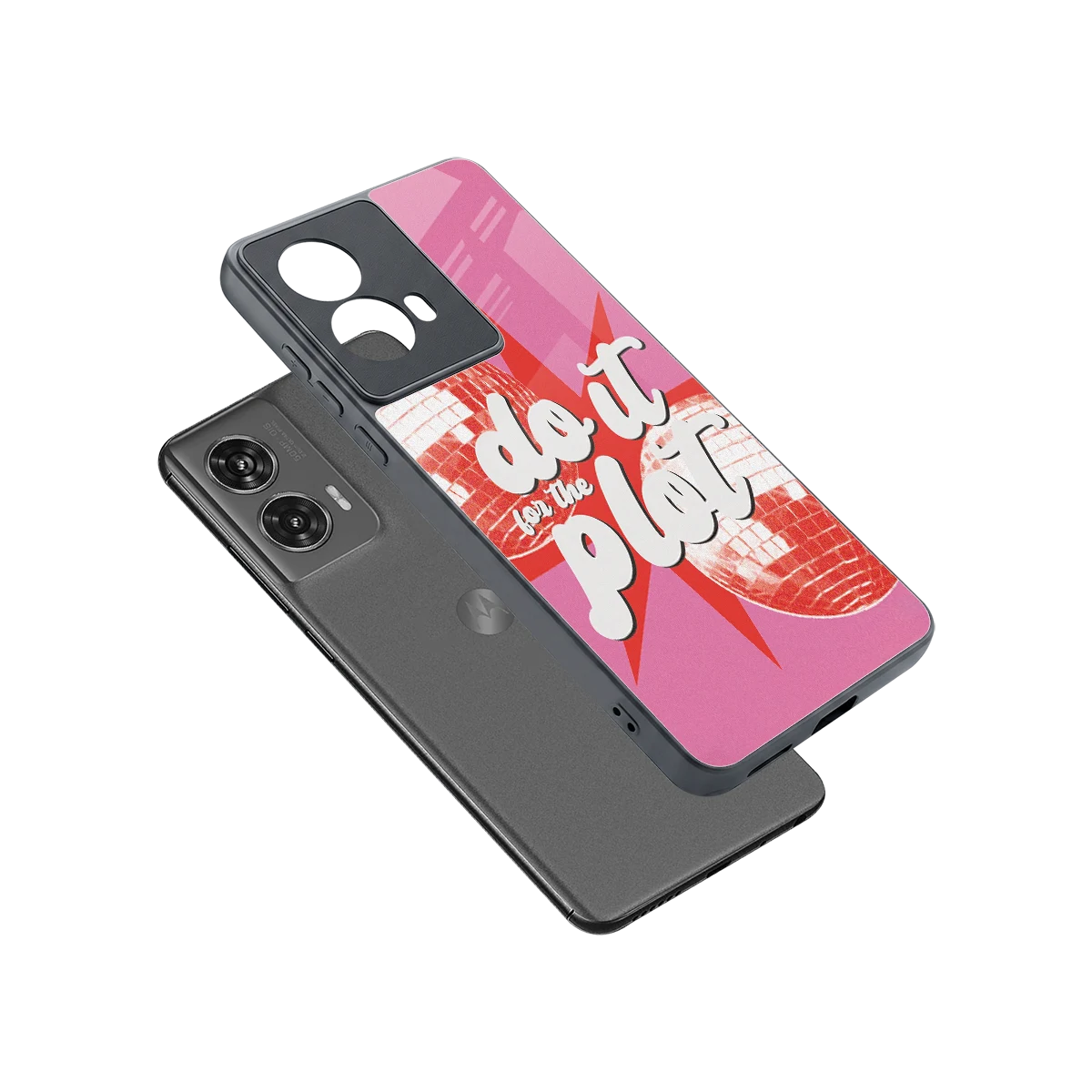 For The Plot sleek motorola edge 50 fusion cover with tempered glass back and TPU edges
