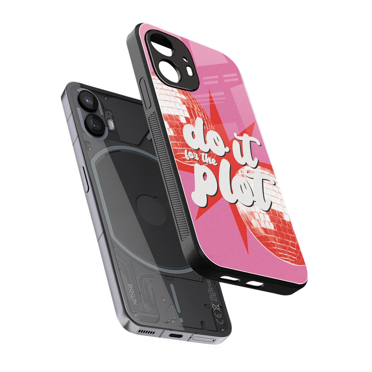 For The Plot sleek nothing phone 2 cover with tempered glass back and TPU edges
