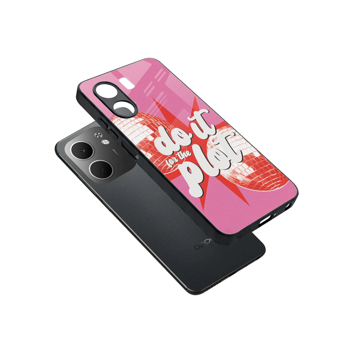 For The Plot sleek oppo a5x 5g cover with tempered glass back and TPU edges
