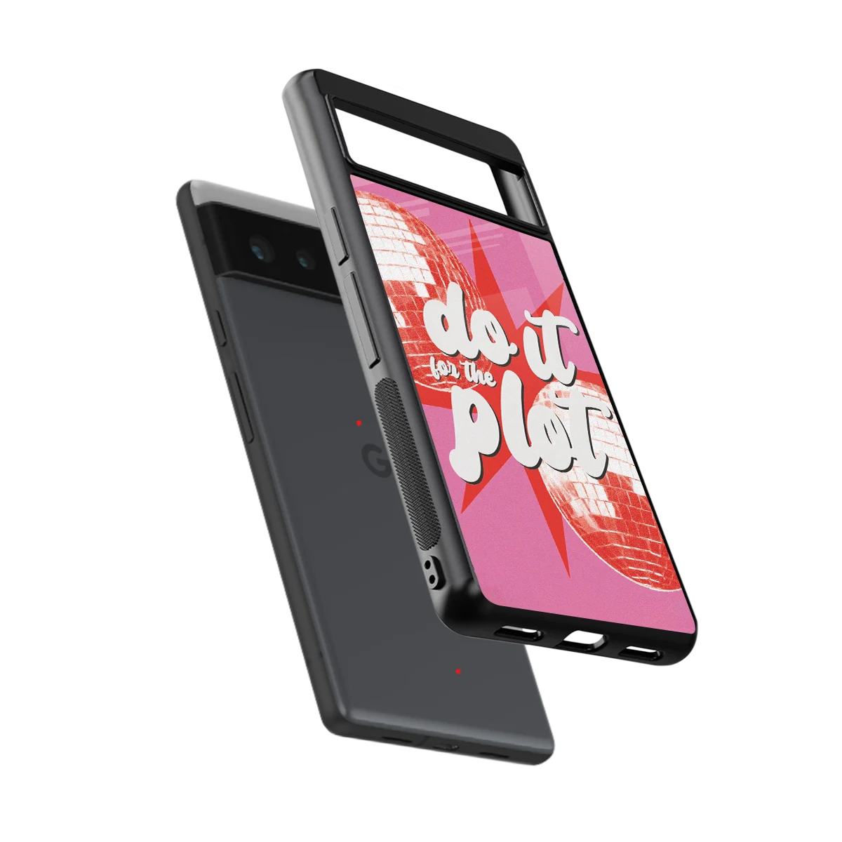 For The Plot sleek google pixel 6a cover with tempered glass back and TPU edges