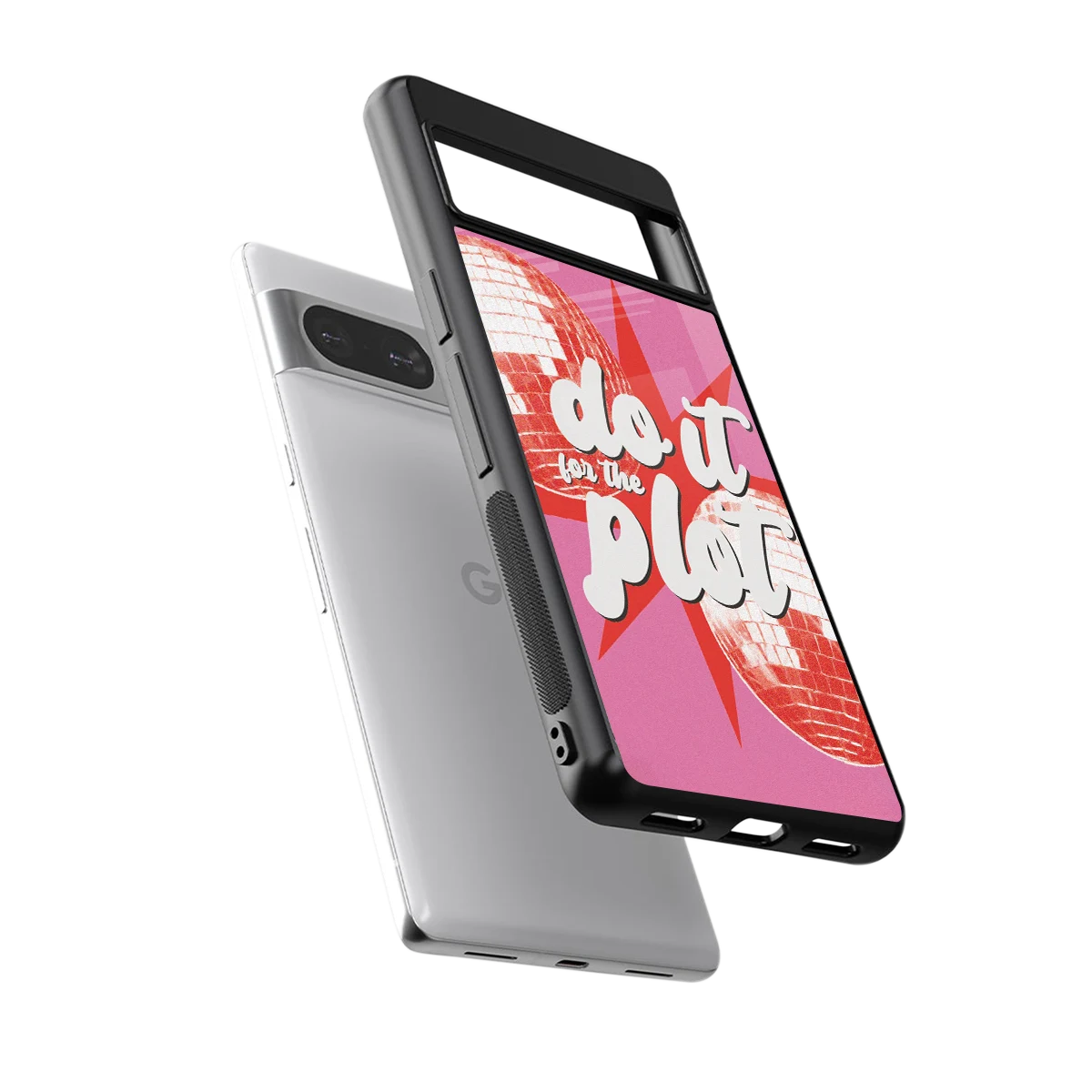 For The Plot sleek google pixel 8 cover with tempered glass back and TPU edges