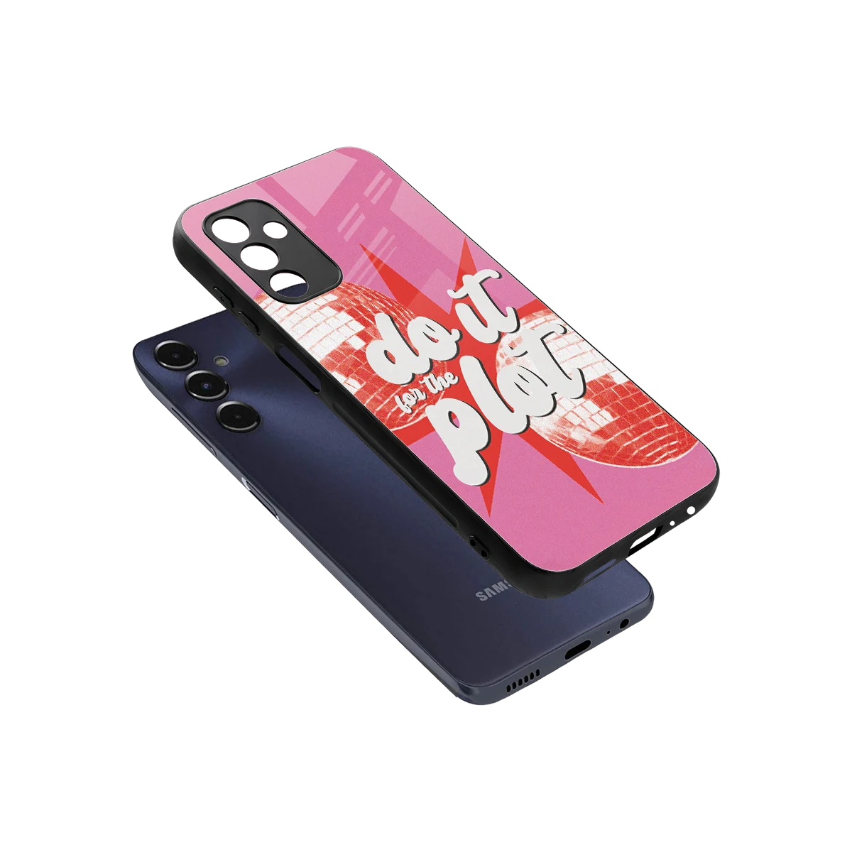 For The Plot sleek samsung galaxy m14 5g cover with tempered glass back and TPU edges