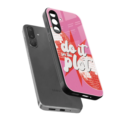 For The Plot sleek samsung galaxy m56 5g cover with tempered glass back and TPU edges